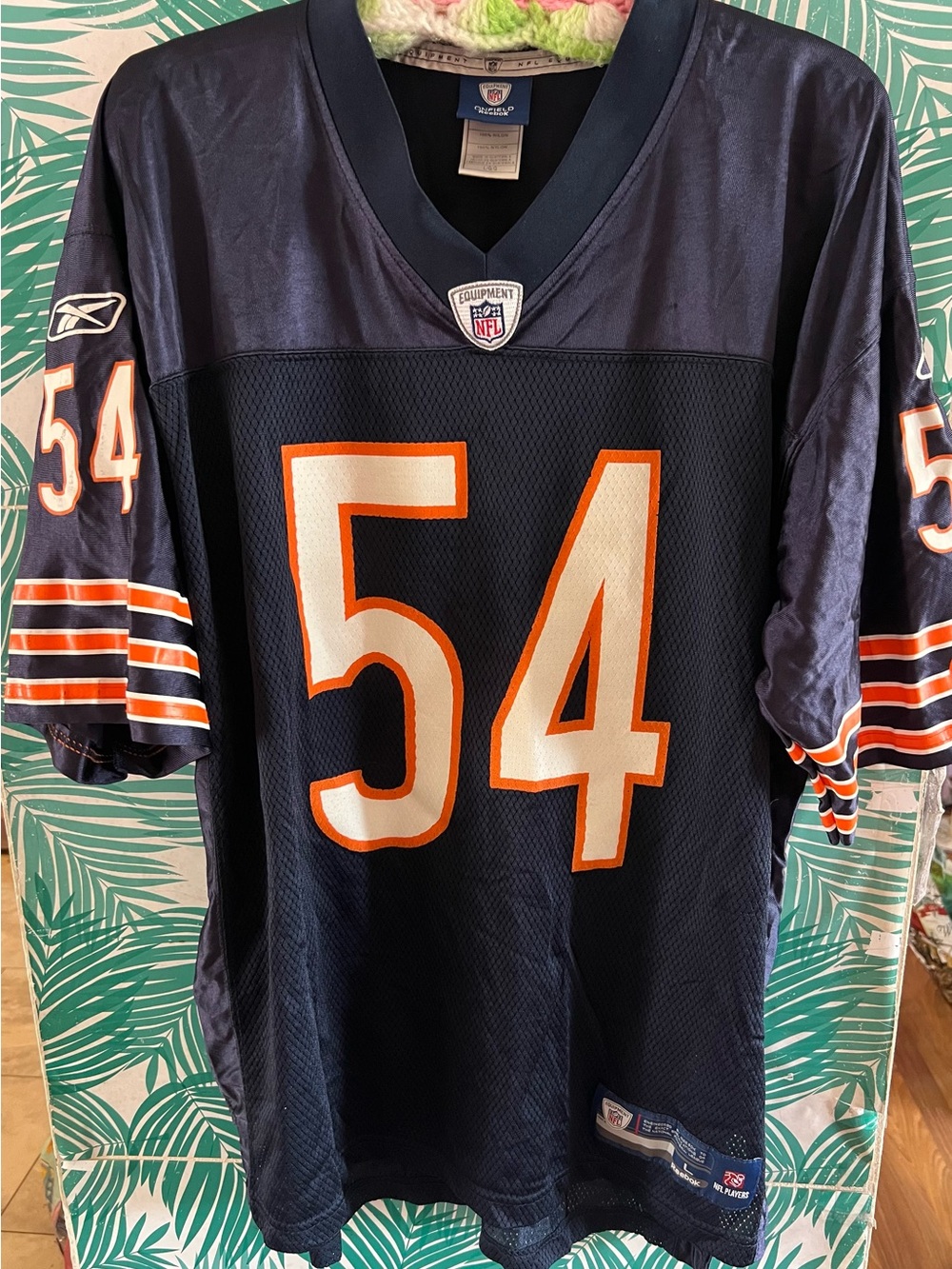 Reebok Navy Chicago Bears #54 Football Jersey Custom Grandma On the back Sz L